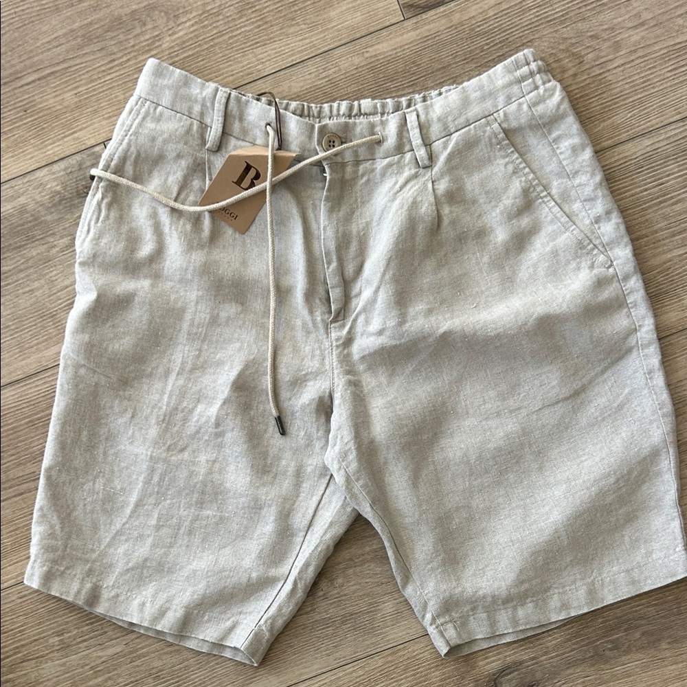 Men's Beige Boggi Milano  Linen Shorts